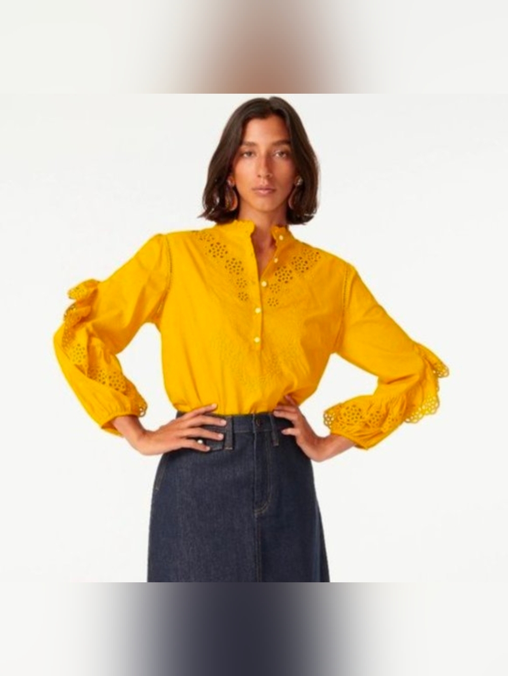 J.Crew Ruffle-Sleeve Top with Embroidered Eyelet - Picture 3 of 9